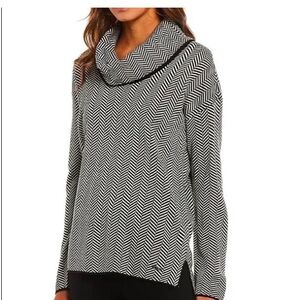 Calvin Klein herringbone Chevron Cowl Neck Sweater/top long sleeve size M